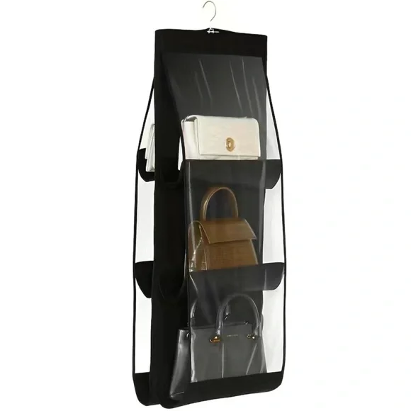 1 Clear Double-sided HandBag Organizer with 6 Pockets Available in Black or Grey - Picture 2 of 4